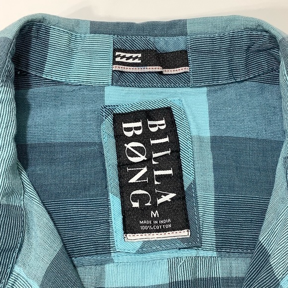 Billabong plaid shirt sleeve button up size medium EUC - Picture 6 of 11